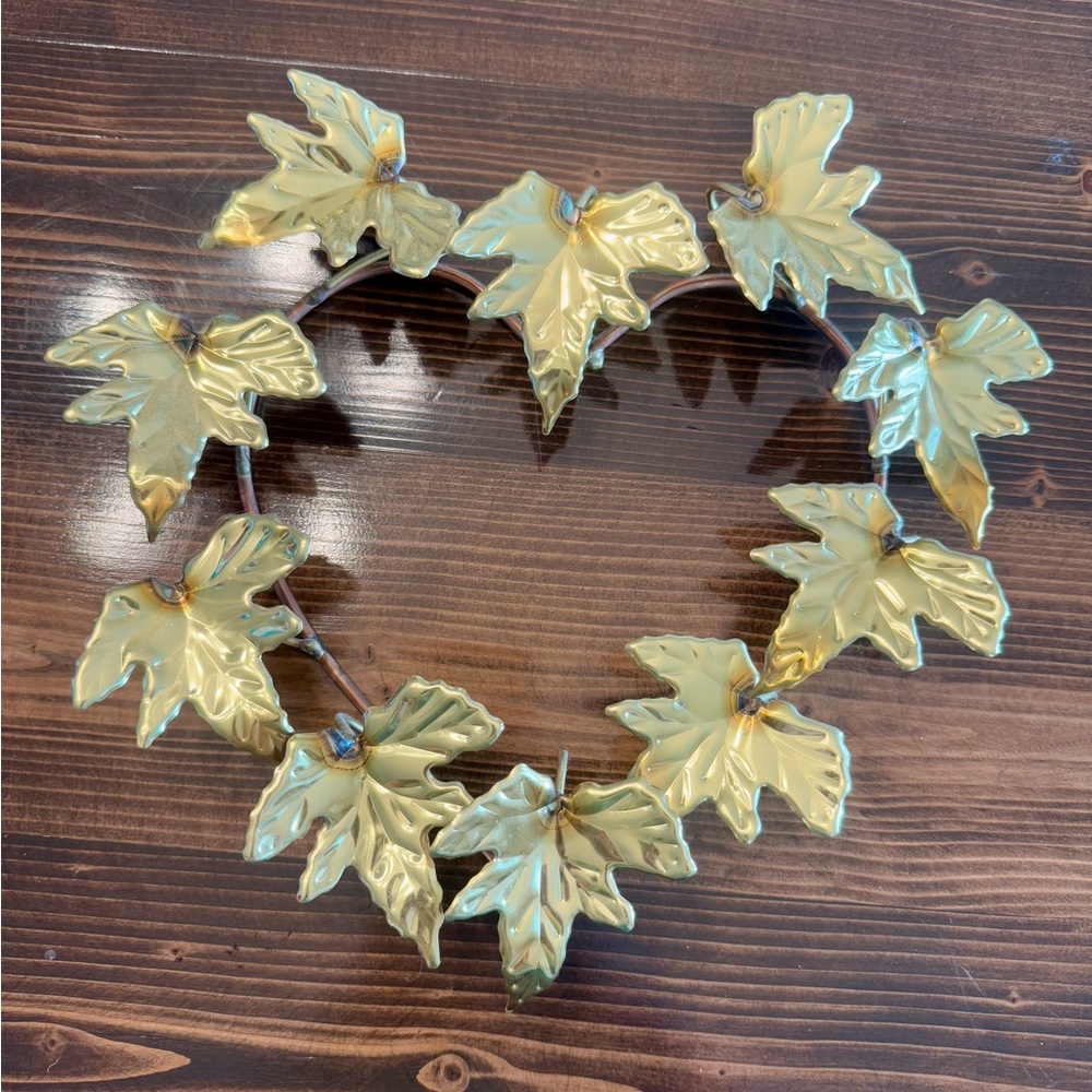 Vintage Home Interiors Brass Leaf  Heart Shaped Wall‎ Art